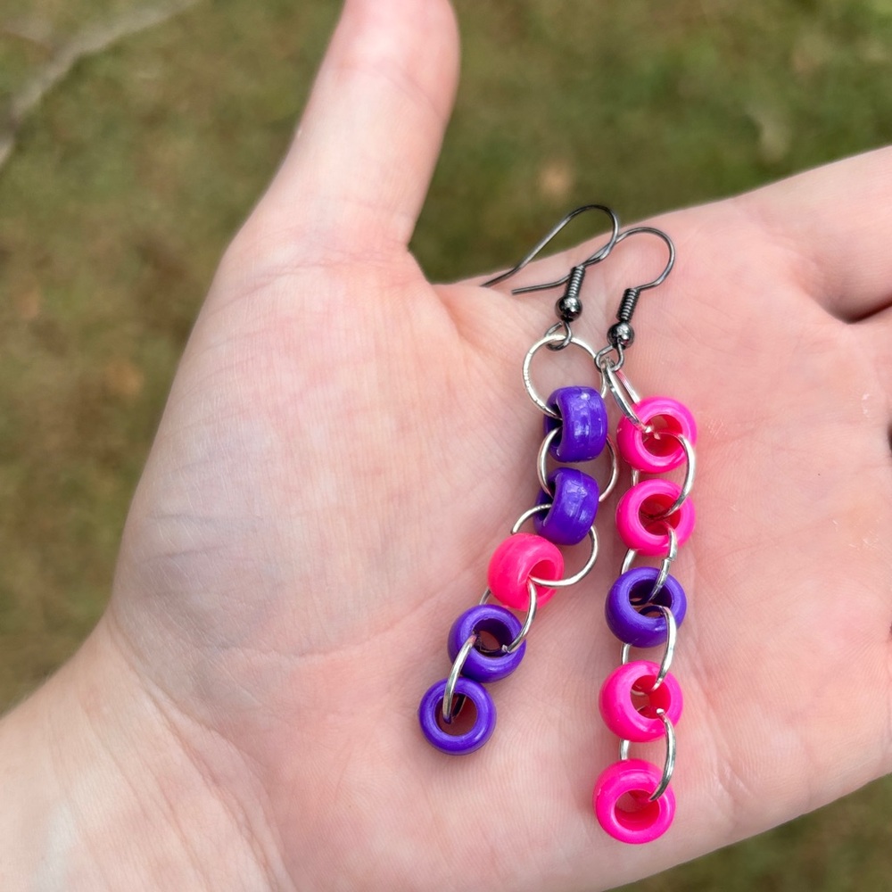 Pink and Purple Chain Link Earrings